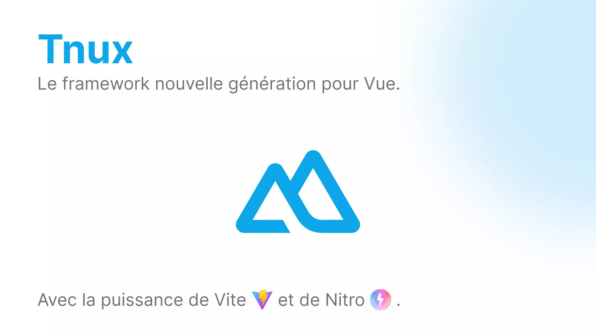 Image de couverture sur laquelle on peut lire "Tnux, le prochain framework Vue.js, avec la puissance de Vite et Nitro."